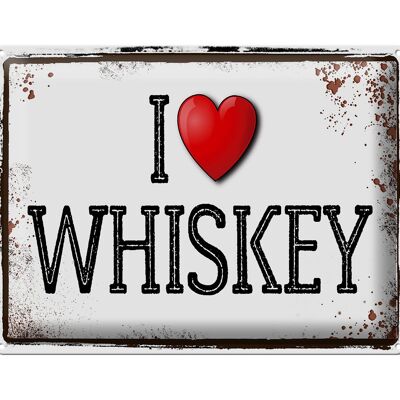 Blechschild 40x30cm i love Whiskey Wanddeko