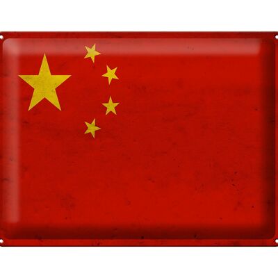 Blechschild Flagge 40x30cm China Fahne Wanddeko