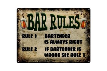 Panneau en étain indiquant les règles du bar à bière, 40x30cm, barman toujours 1