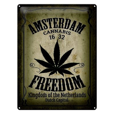 Targa in metallo Cannabis 30x40 cm Amsterdam Freedom Kingdom