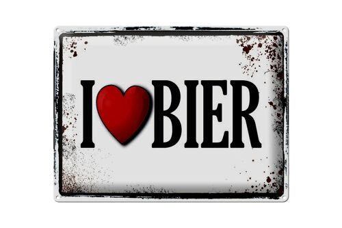 Blechschild 40x30cm i love Bier Wanddeko