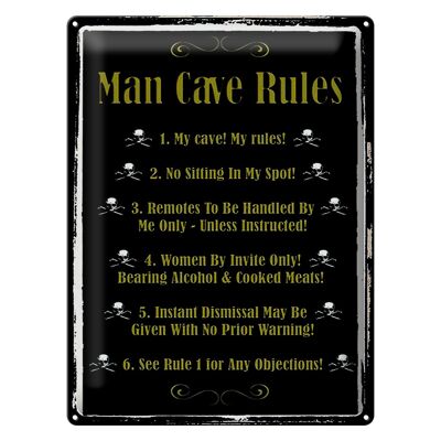 Blechschild Spruch 30x40cm Man cave Rules no sitting Spot