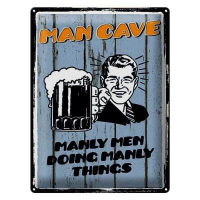 Targa in metallo con scritta 30x40 cm Man cave beer virile uomini che fanno