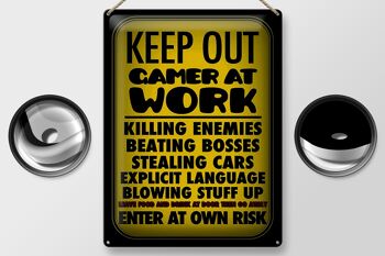 Blechschild Spruch 30x40cm Keep out gamer at work enter 2