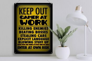 Blechschild Spruch 30x40cm Keep out gamer at work enter 3