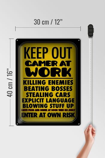 Blechschild Spruch 30x40cm Keep out gamer at work enter 4