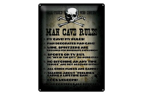 Blechschild Spruch 30x40cm Man cave rules wine spritzers