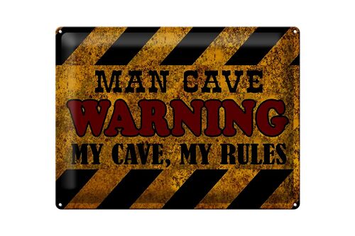 Blechschild Spruch 40x30cm man cave warning my cave rules