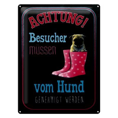 Blechschild Spruch 30x40cm Achtung muss vom Hund genehmigt