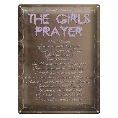 Targa in metallo con scritta "Le ragazze pregano per i nostri segni" 30x40 cm