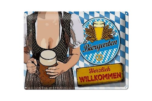 Blechschild Spruch 40x30cm Biergarten Willkommen Bayern