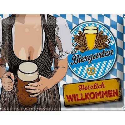 Blechschild Spruch 40x30cm Biergarten Willkommen Bayern