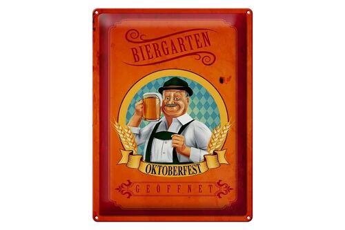 Blechschild Spruch 30x40cm Biergarten geöffnet Oktoberfest