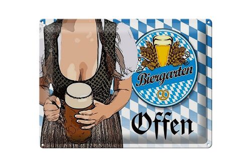 Blechschild Spruch 40x30cm Biergarten offen Bier Bayern