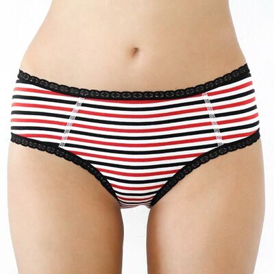 1131-15 | Ladies hipster with lace - natural white-red-black