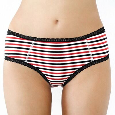 1131-15 | Pantaloni a vita bassa da donna con pizzo - bianco-rosso-nero naturale