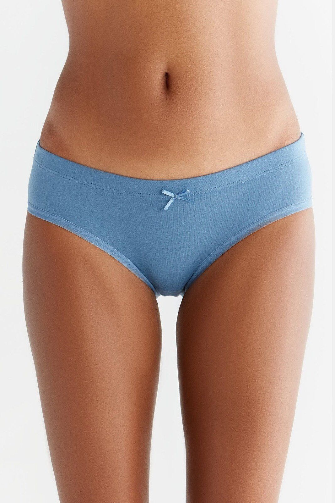 1133-03 | Pantaloni a vita bassa da donna con fiocco - blu denim