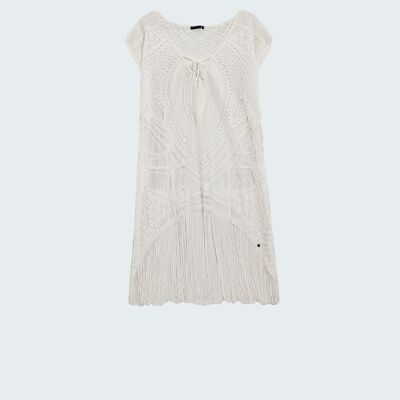 White lace top with fringed hem