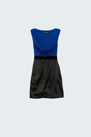 robe color block avec jupe en satin noir 1