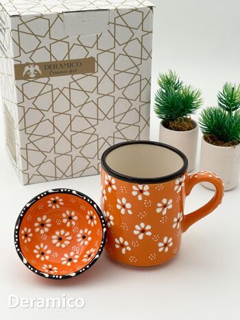 Motifs de marguerites faits à la main - Tasse en céramique de 10 cm et ensemble de bols de 8 cm 8