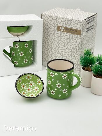 Motifs de marguerites faits à la main - Tasse en céramique de 10 cm et ensemble de bols de 8 cm 11