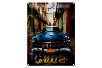 Plaque en tôle disant 30x40cm Voiture bleue Cuba 1