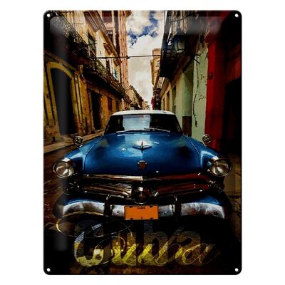 Blechschild Spruch 30x40cm Cuba blaues Auto