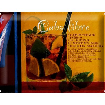 Targa in latta con scritta 40x30 cm Ricetta Cuba Libre Rum Havana