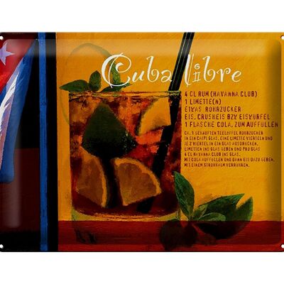 Tin sign saying 40x30cm Cuba Libre recipe rum Havana