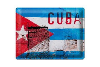 Drapeau en étain 40x30cm, drapeau de Cuba sur un mur 1