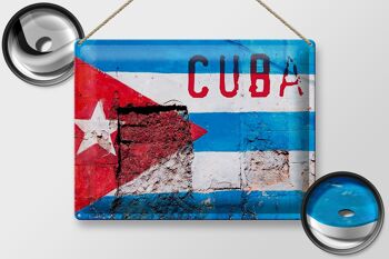 Drapeau en étain 40x30cm, drapeau de Cuba sur un mur 2