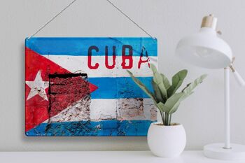 Drapeau en étain 40x30cm, drapeau de Cuba sur un mur 3