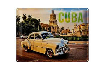 Panneau en étain disant 40x30cm Cuba voiture voiture classique blanche 1