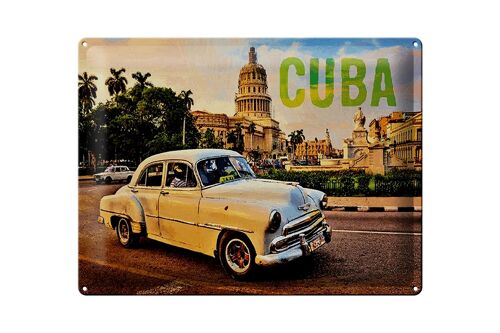 Blechschild Spruch 40x30cm Cuba Auto weißer Oldtimer