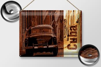 Plaque en étain disant 40x30cm Cuba voiture vintage rétro 2