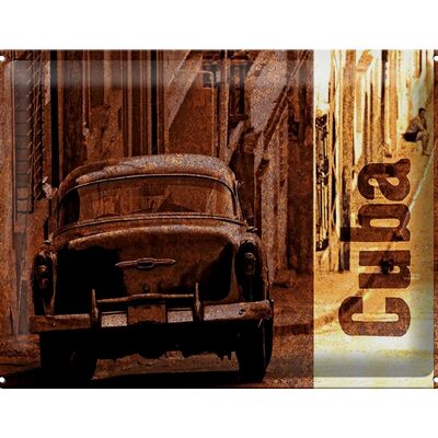 Cartel de chapa que dice 40x30cm Cuba coche vintage retro