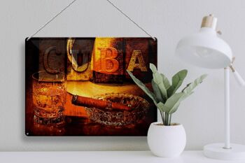 Plaque en tôle indiquant 40x30cm Cuba Cigar Rum Havana 3