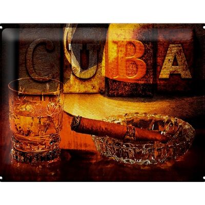 Cartel de chapa que dice 40x30cm Cuba Cigar Rum La Habana