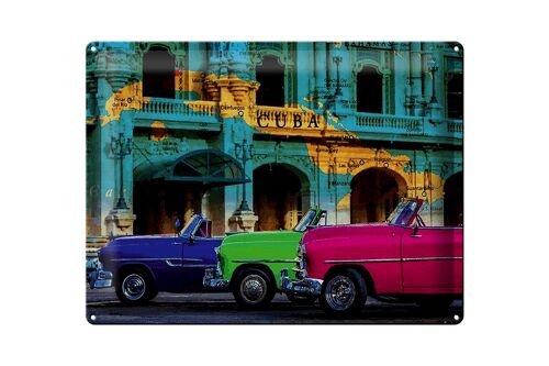 Blechschild Spruch 40x30cm Cuba Karte 3 Autos
