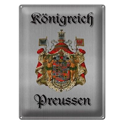 Targa in metallo con scritta 30x40 cm Stemma del Regno di Prussia grigio