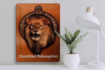Panneau en étain indiquant Lion du Royaume de Bavière 30x40cm 3