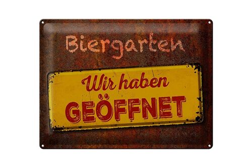 Blechschild Spruch 40x30cm Biergarten wir haben geöffnet