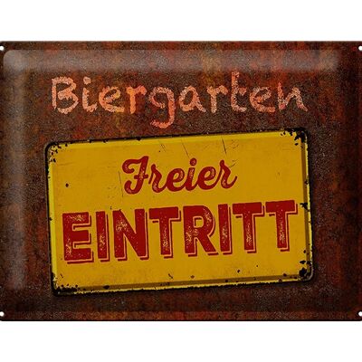 Blechschild Spruch 40x30cm Biergarten freier Eintritt