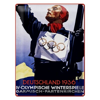 Blechschild Spruch 30x40cm Olympische Winterspiele 1936