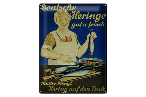 Blechschild Spruch 30x40cm Fisch Deutsche Heringe gut frischschild