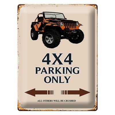 Metal sign saying 30x40cm 4x4 parking only off-road vehicle