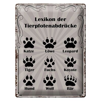 Metal sign saying 30x40cm lexicon animal paw prints animals