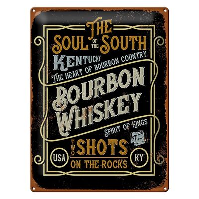 Blechschild Spruch 30x40cm Bourbon Whiskey shots on rocks