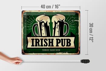 Panneau en étain disant 40x30cm Irish Pub célèbre bière brune 4