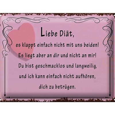 Blechschild Spruch 40x30cm liebe Diät klappt nicht mit uns